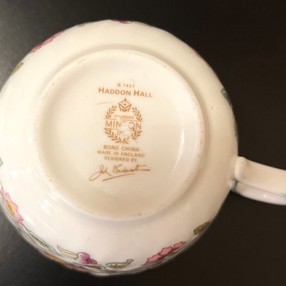 Haddon Hall B1451 Green Trim by Minton - Demitasse Saucers and a Flat Cup - Picture 12 of 13